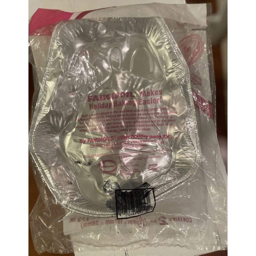 Vintage Set Of 2 Fancifoil Aluminum Foil Easter Bunny Cake Pans USA New‎ In Bag